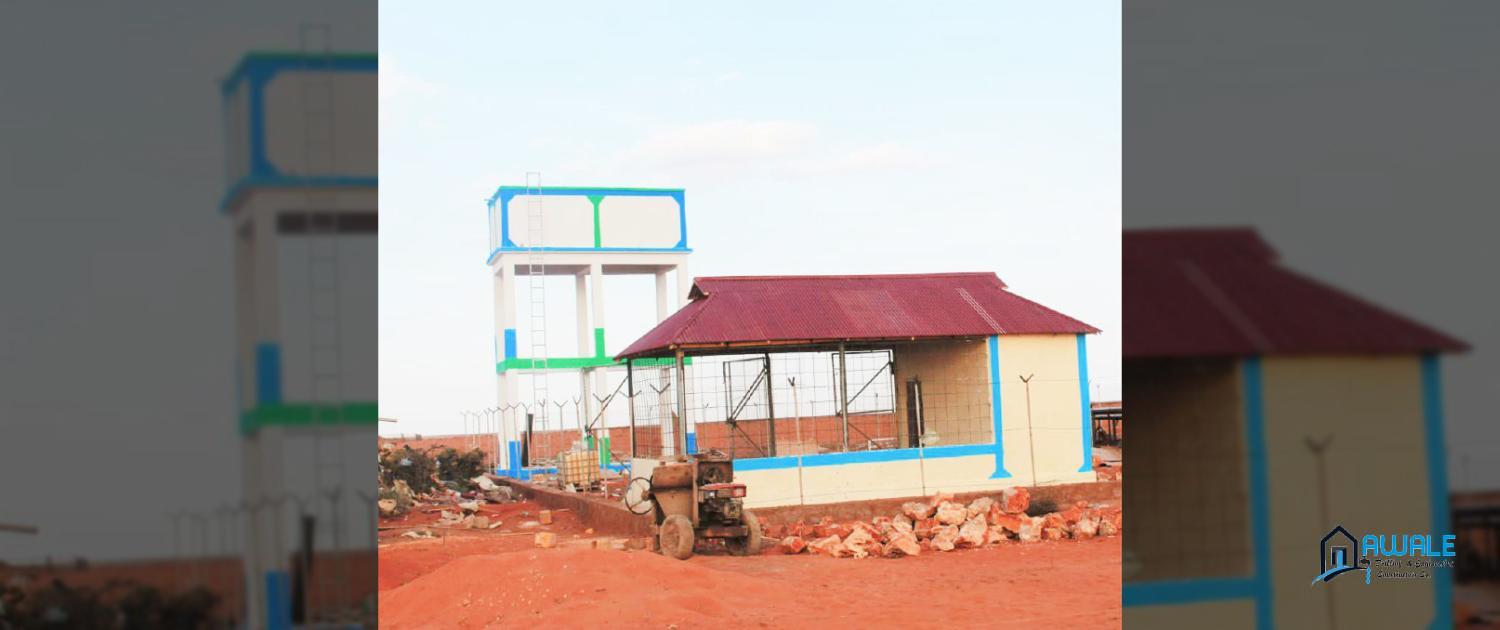 Newly constructed water elevated tank and generator room at Awalecompany.so